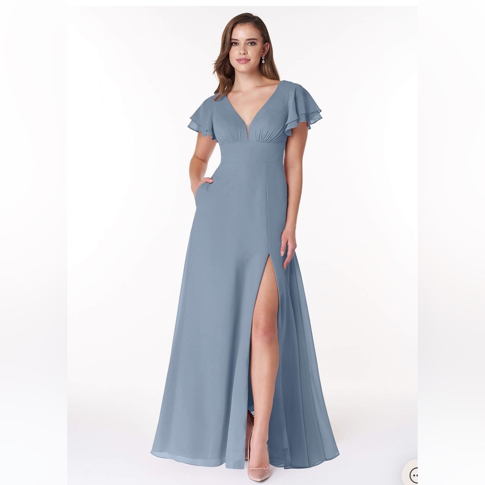 Plum azazie bridesmaid dress